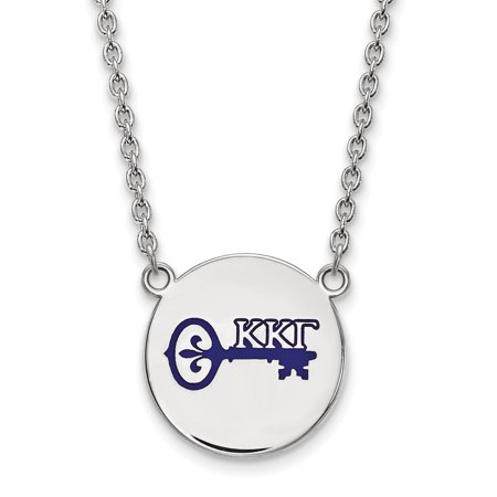 925 Sterling Silver Cable Necklace Chain LogoArt Kappa Gamma Sorority Symbol Large Color Enamel Pendant 18 inch 19 mm