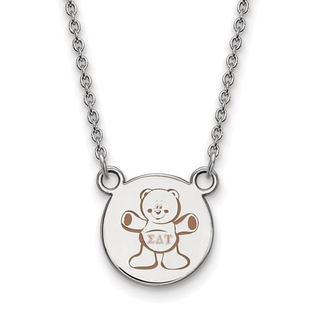 925 Sterling Silver Cable Necklace Chain LogoArt Sigma Delta Tau Sorority Symbol Small Color Enamel Pendant 18 inch 12 mm
