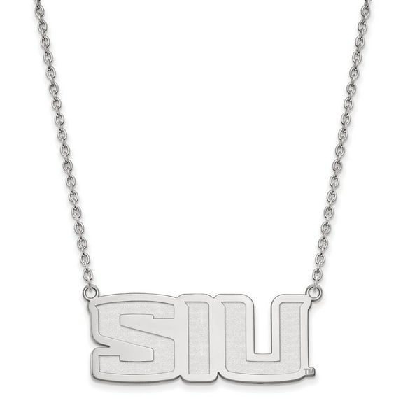 925 Sterling Silver Cable Necklace Chain LogoArt Southern Illinois University S-I-U Large Pendant 18 inch 50 mm