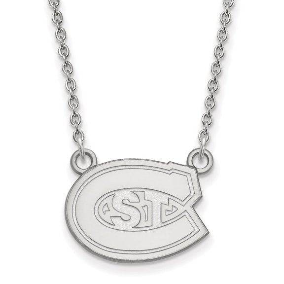 925 Sterling Silver Cable Necklace Chain LogoArt St. Cloud State University Small Pendant 18 inch 17 mm