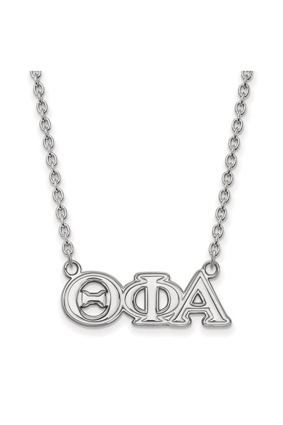 925 Sterling Silver Cable Necklace Chain LogoArt Theta Phi Alpha Sorority Greek Letters Medium Pendant 18 inch 28 mm