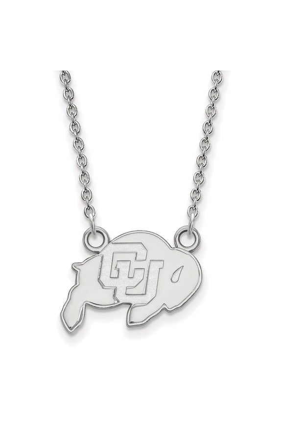 925 Sterling Silver Cable Necklace Chain LogoArt University of Colorado Buffalo Small Pendant 18 inch 17 mm