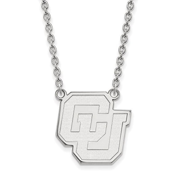 925 Sterling Silver Cable Necklace Chain LogoArt University of Colorado C-U Large Pendant 18 inch 19 mm