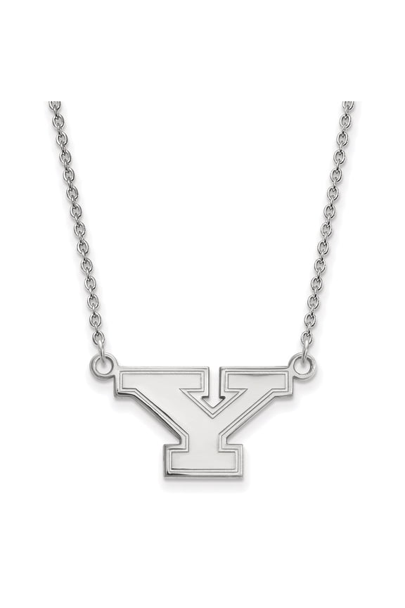 925 Sterling Silver Cable Necklace Chain LogoArt Youngstown State University Letter Y Small Pendant 18 inch 19 mm