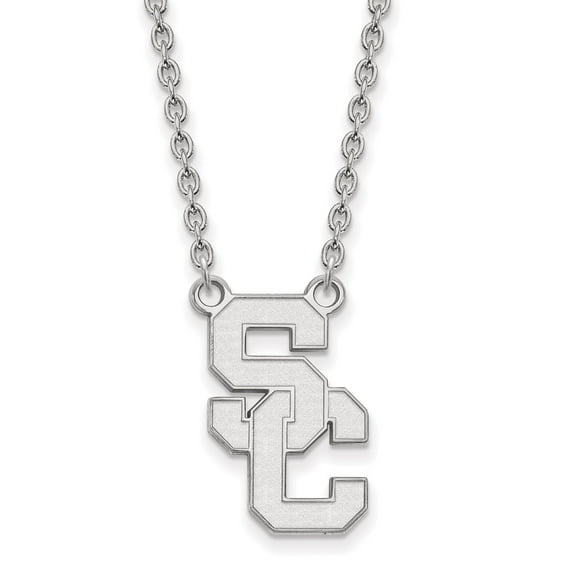 925 Sterling Silver Cable Necklace Chain University of Southern California S-C Large Pendant 18 inch 14 mm