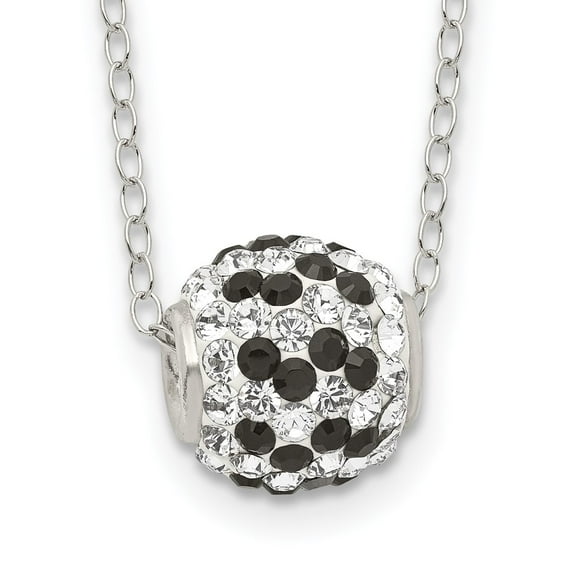 925 Sterling Silver Cable Necklace with Pendants Chain Black and White Stellux Crystal 18 inch