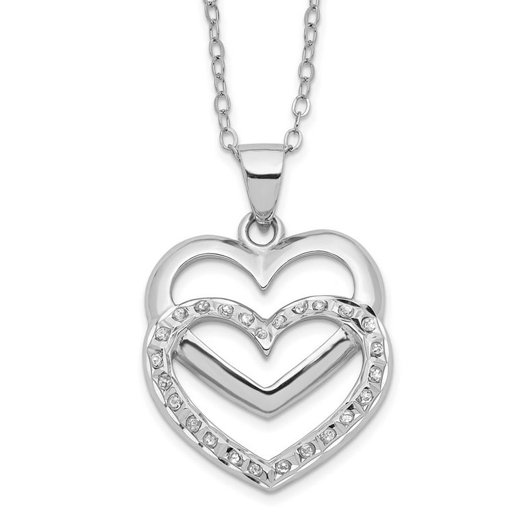 Sterling Silver Diamond Mystique 18in Double Heart Pendant Necklace Sterling Silver Diamond Mystique 18in Double Heart Pendant Necklace