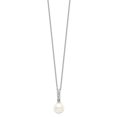 thumbnail image 1 of 925 Sterling Silver Cable Necklace with Pendants Chain Majestik 8-9mm Imitation Shell Pearl CZ Spring Ring Clasp 17 inch 8 mm, 1 of 3
