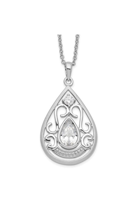925 Sterling Silver Cable Necklace with Pendants Chain Sentimental Expressions CZ In Loving Memory 18in 18 inch