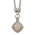 thumbnail image 1 of 925 Sterling Silver Cable Necklace with Pendants Chain Shey Couture 14K Accent 17 Inch Antiqued Diamond 23 mm, 1 of 4