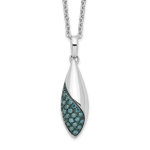925 Sterling Silver Cable Necklace with Pendants Chain White Night Blue Diamond 18 inch 2 Extender 7 mm