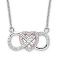 thumbnail image 1 of 925 Sterling Silver Cable Necklace with Pendants Chain w/CZ Heart w/Infinity Symbol 16 inch, 1 of 4