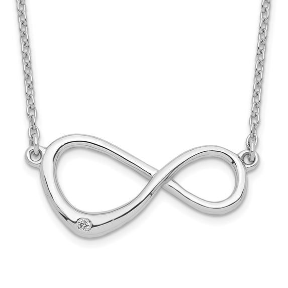 925 Sterling Silver Cable Themed Necklace Chain White Ice 16 Inch Diamond Infinity Symbol 19 mm