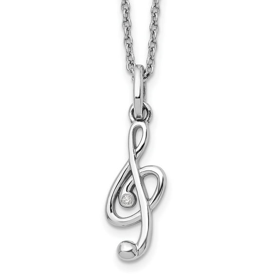 925 Sterling Silver Cable Themed Necklace Chain White Ice 18 Inch Diamond Musical with 2 Extender 20 7 mm