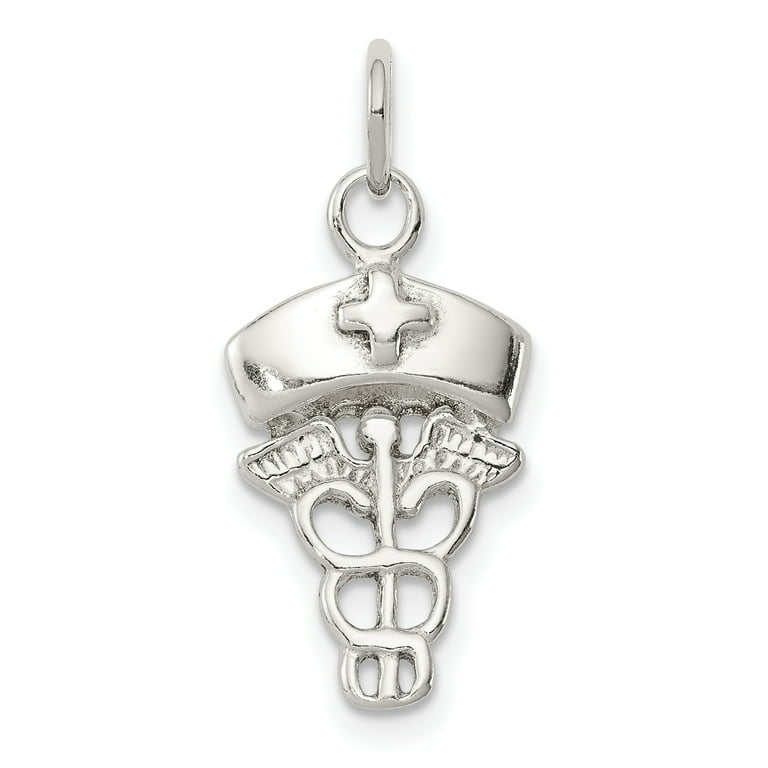 Registered Nurse Caduceus RN Charm Sterling Silver - Made in the USA Registered Nurse Caduceus RN Charm Sterling Silver - Made in the USA