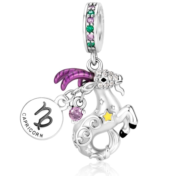 925 Sterling Silver Capricorn Zodiac Dangle Charm for Bracelet Charms Bangle Pendant Jewelry