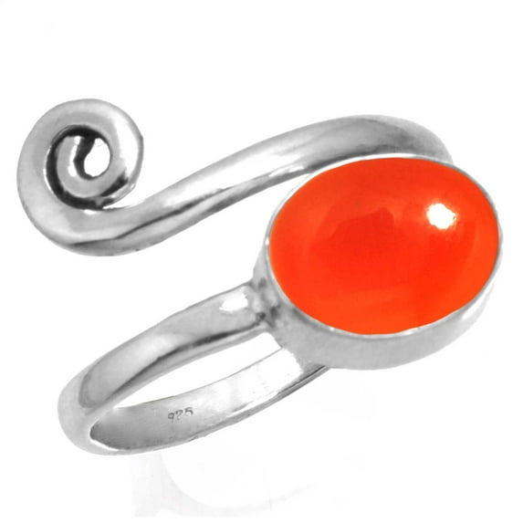 925 Sterling Silver Carnelian Gemstone Handmade Adjustable Toe Ring