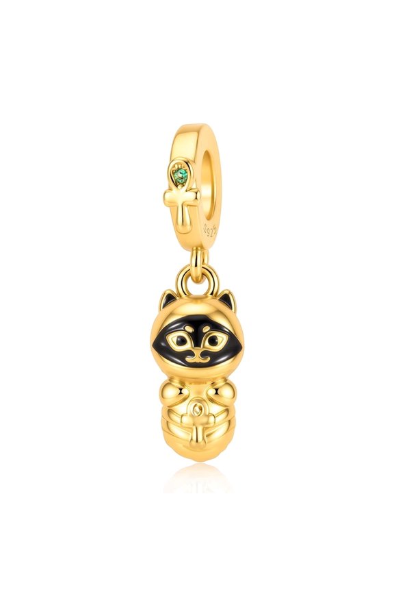 925 Sterling Silver Cat Mummy Dangle Charm For Bracelets & Bangle Pendant Jewelry