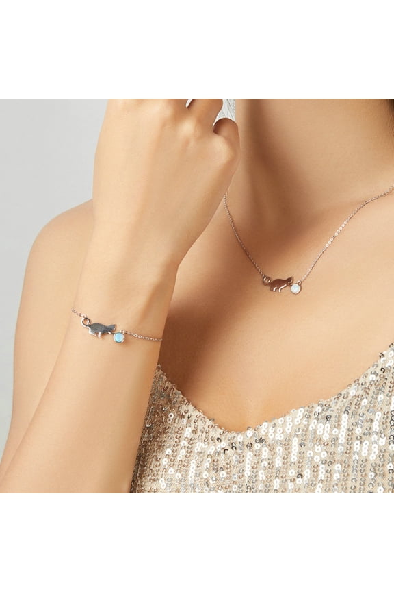 925 Sterling Silver Cat Opal Bracelet