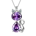 thumbnail image 1 of Juwaliy February Birthstone Necklace Amethyst Purple Cat Pendant Charms 925 Sterling Silver Jewelry Women Daughter Wife Mother Christmas Birthday Gift, 1 of 8