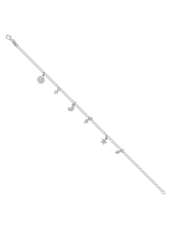 925 Sterling Silver Celestial Charms Anklet for Women