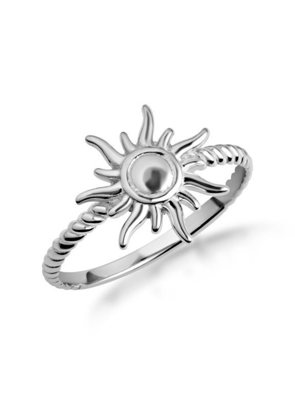 .925 Sterling Silver Celestial Sun Rope Ring  Ring- Size 4