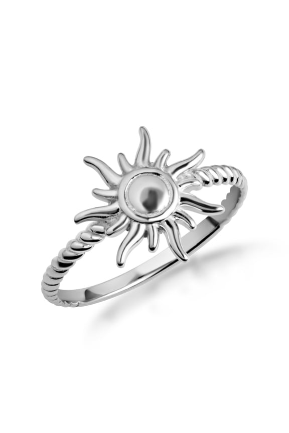 .925 Sterling Silver Celestial Sun Rope Ring  Size 5