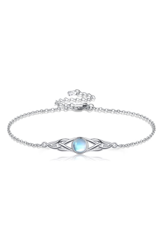 925 Sterling Silver Celtic Bracelets for Women Irish Moonstone Bracelet Knot Viking Moonstone Jewelry Gifts for Her