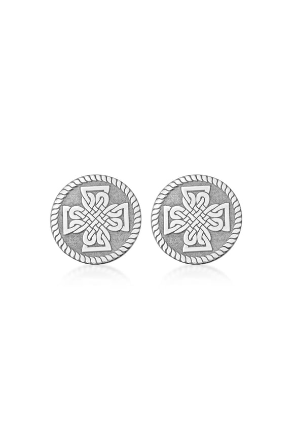 .925 Sterling Silver Celtic Knot Cross Cufflinks