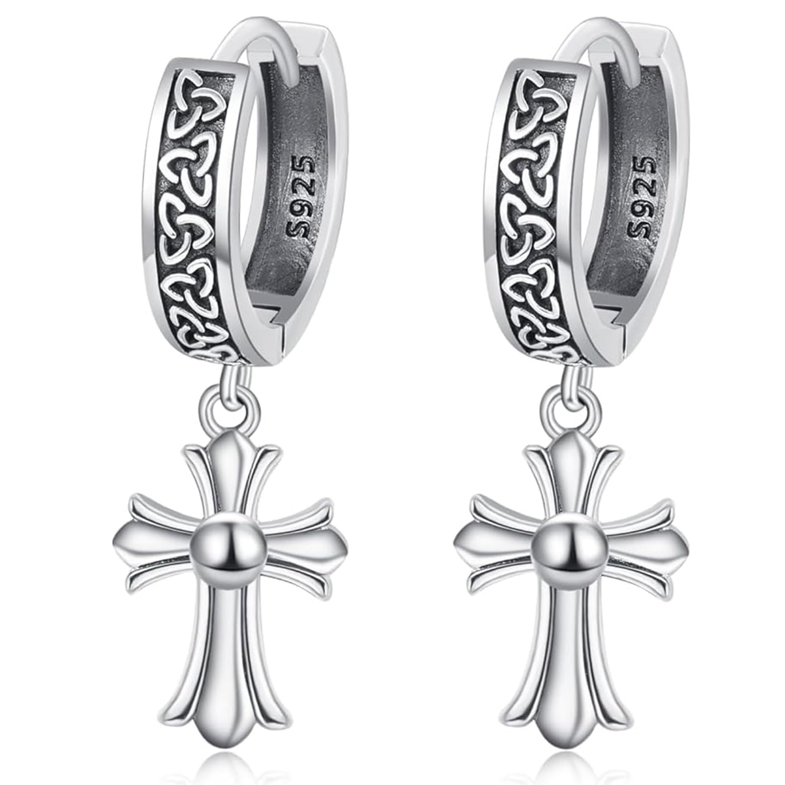 925 Sterling Silver Celtic Knot Cross Dangle Earrings Celtic Cross Jewelry Gifts