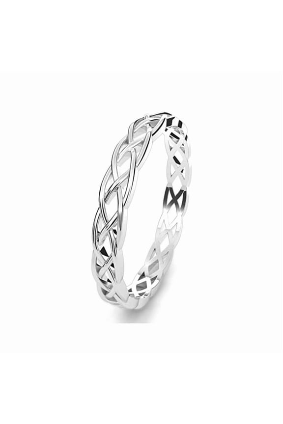 925 Sterling Silver Celtic Knot Eternity Band Ring, Simple Plain Band Minimalist Rings, Vintage Inspired Unisex Rings