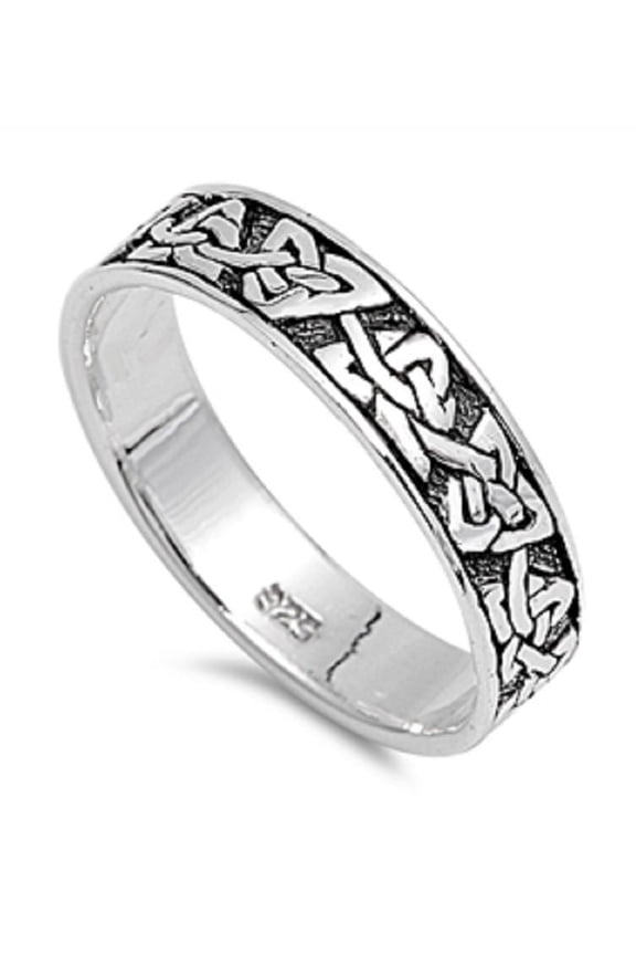 925 Sterling Silver Celtic Knot Wedding Band Ring Size 9