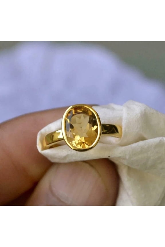 925 Sterling Silver Certified 5 Carat Yelleow Sapphire Ring