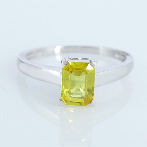 925 Sterling Silver Certified 5 Carat Yellow Sapphire Ring