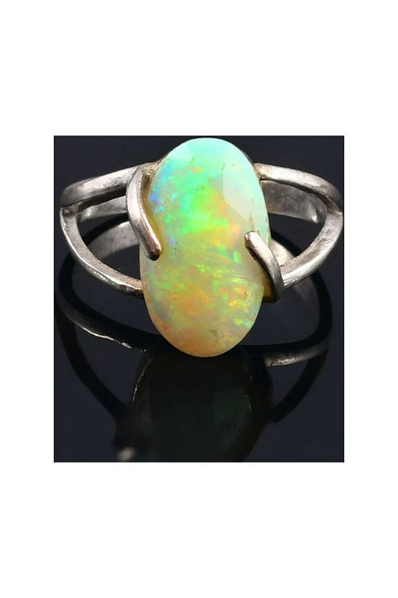 925 Sterling Silver Certified Ethiopian Welo Opal Beautiful Ring Size 7 US