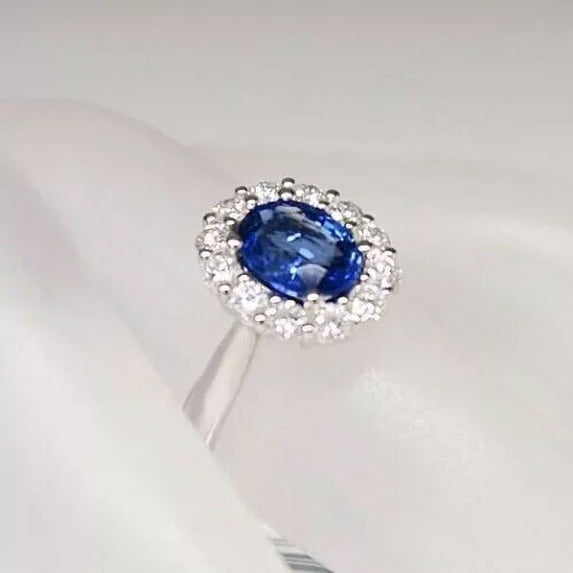 925 Sterling Silver Certified Natural Blue Sapphire Handmade Ring Gift For Her
