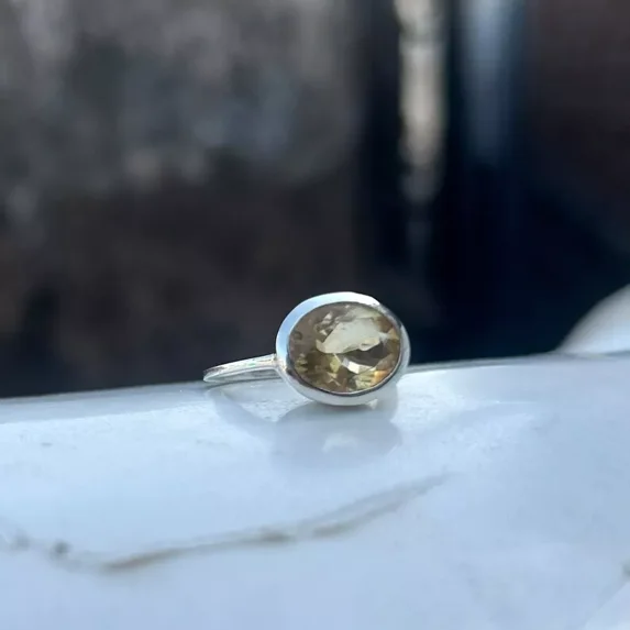 925 Sterling Silver Certified Natural Yellow Sapphire Handmade Ring