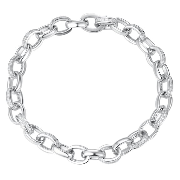925 Sterling Silver Chain Bracelet for Men Clear 5A  CZ Simulated Diamond Bracelet Men Hypoallergenic Mens Cuban Link Bracelet 16-20CM