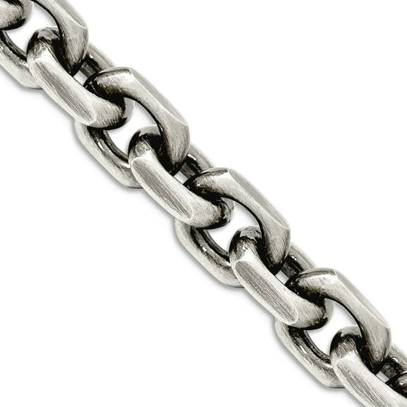 925 Sterling Silver Oxidized Antiqued Chain Necklace 24 Inch 8.6mm Lobster Claw Chain Necklace for Women and Men