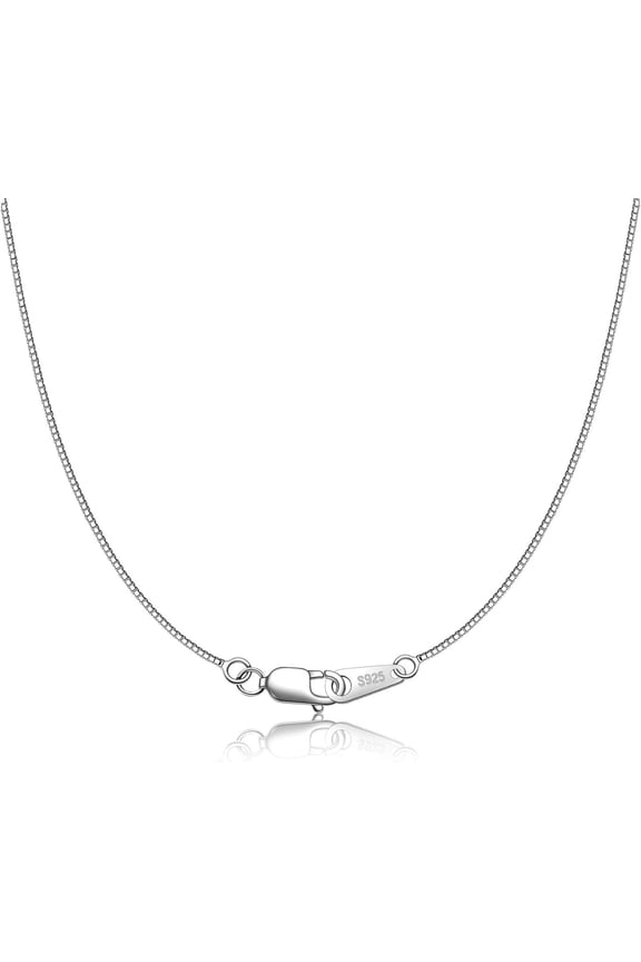 925 Sterling Silver Chain Necklace intended for Women 0.8mm Box Chain, Italian Necklace Chain, Super Strong & Thin & Long16/18/20/22/24 Inches[m774]