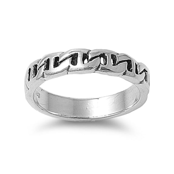 925 Sterling Silver Chain Style Ring Size 9