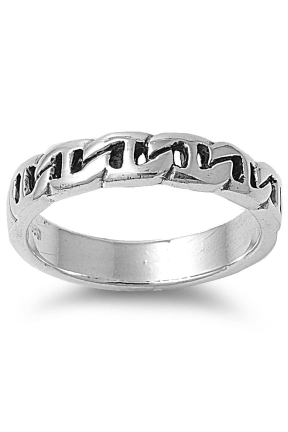 925 Sterling Silver Chain Style Ring Size 9