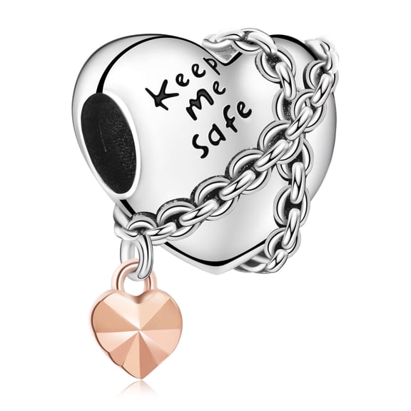 925 Sterling Silver Chained Heart Dangle Charm for Women Moment Bracelet Necklace Pendant