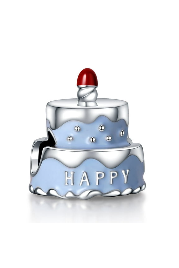 Sterling Silver Blue Clear Charm for Bracelets, 925 Sterling Silver