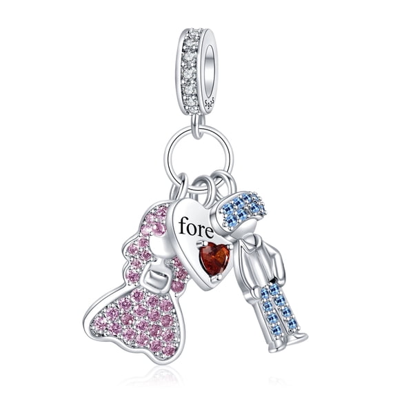 925 Sterling Silver Chamrs Boy Girl Forever Together Charm For Bracelets & Necklaces