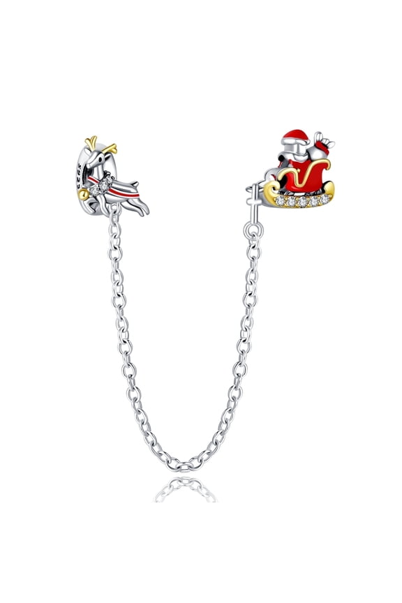 Sterling Silver Clear Reindeer Charm for Bracelets & Necklaces