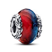 NINGAN 925 Sterling Silver Charm Bracelets Dragon Icon Dual Murano Glass Women Bracelet Charm