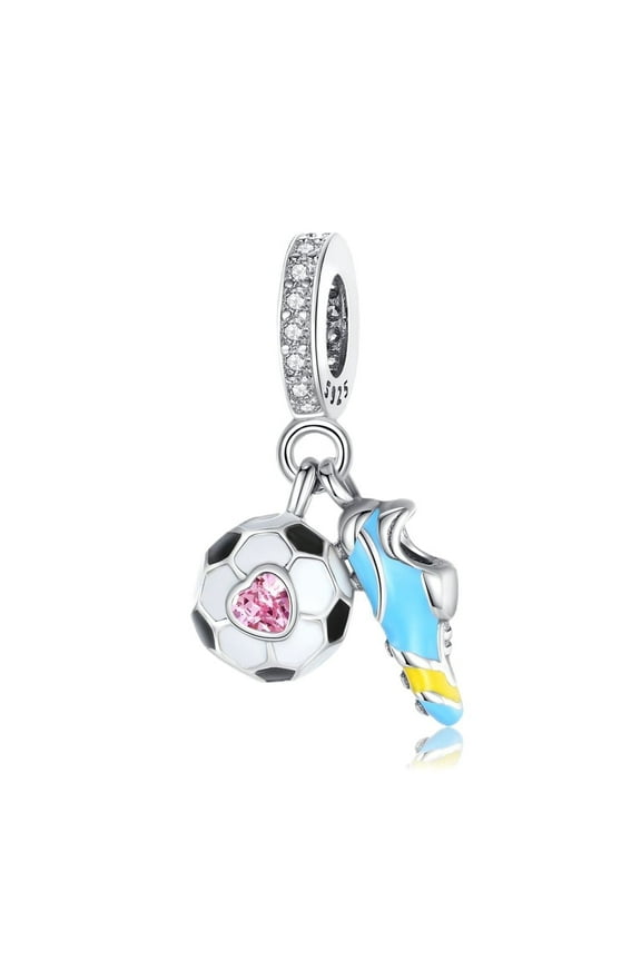 925 Sterling Silver Charm Bracelets Football Soccer Shoes Charms Women Bracelet Charm