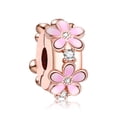 thumbnail image 1 of 925 Sterling Silver Charm for Bracelets Pink Daisy Clip Charm Women Bracelet Charm, 1 of 1