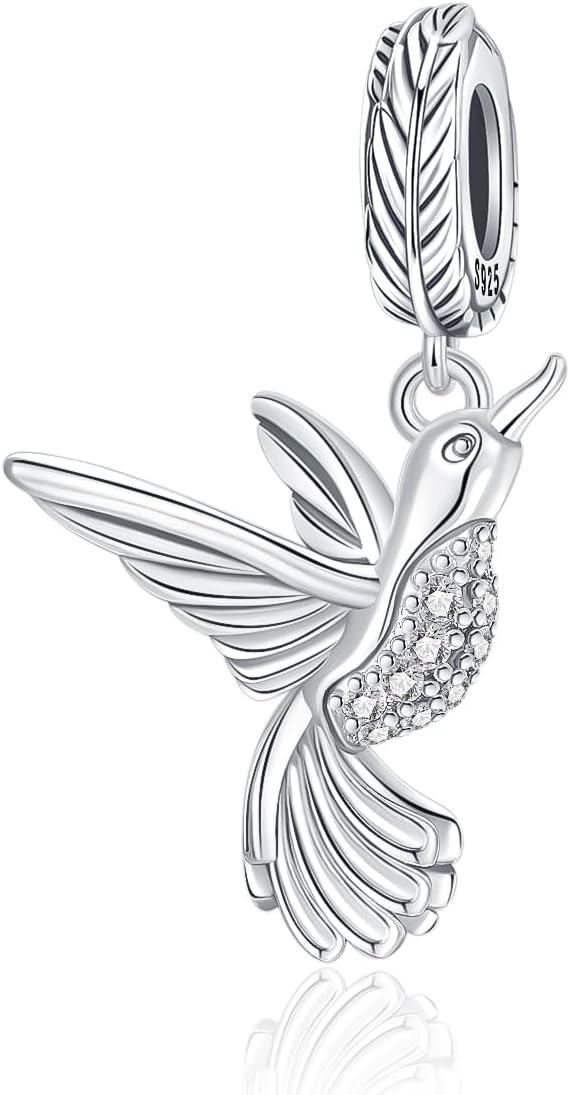 925 Sterling Silver Charm Beads – Green & Clear CZ – Fits European Necklaces